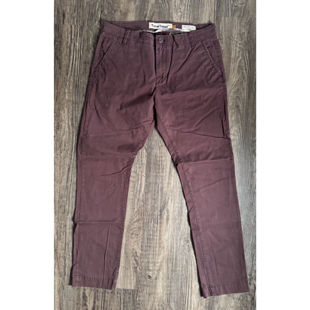 Tailor Vintage Pants Mens 32x30 Burgundy Connecticut Originals Slim Fit Chino